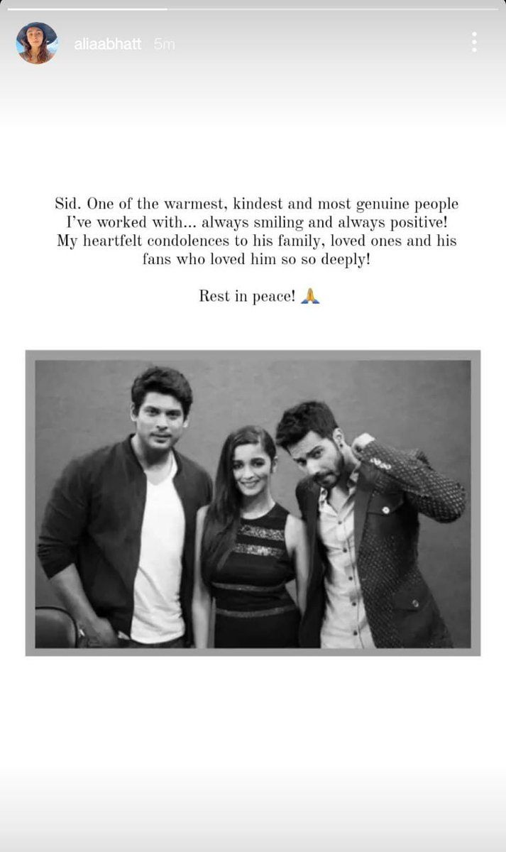 pinkvilla's tweet photo. #AliaBhatt shares a heartfelt note as she mourns the demise of #SidharthShukla 💔 https://t.co/0nZZAyCa7e