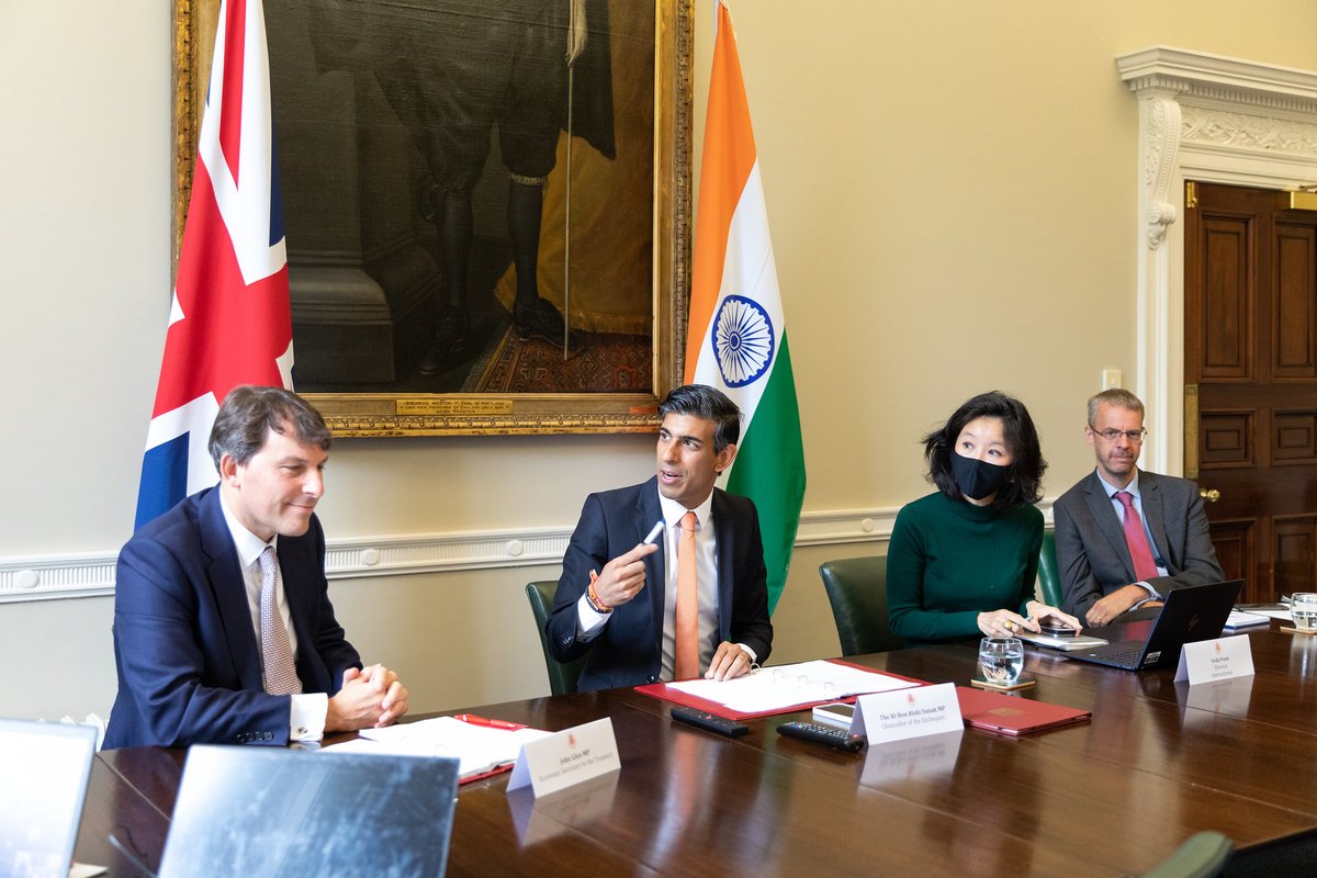HM Treasury (@hmtreasury) on Twitter photo After Chancellor @rishisunak today led talks with Indian Finance Minister <a href="/nsitharaman/">Nirmala Sitharaman</a> to boost our economic relationship, they have announced:
🇬🇧🇮🇳 $1.2bn investment in green projects in India
🇬🇧🇮🇳 Agreement to be ambitious when considering services in upcoming trade talks After Chancellor @rishisunak today led talks with Indian Finance Minister <a href="/nsitharaman/">Nirmala Sitharaman</a> to boost our economic relationship, they have announced:
🇬🇧🇮🇳 $1.2bn investment in green projects in India
🇬🇧🇮🇳 Agreement to be ambitious when considering services in upcoming trade talks