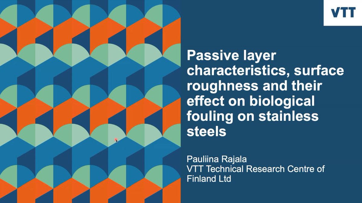 PerforMat_net's tweet photo. Pauliina Rajala @VTTFinland discussed about passive layer characteristics, surface roughness and their effect on biological fouling on stainless steels. Biofouling is typically hard to migitate and it may cause unexpected failures.
#PerforMat webinar https://t.co/oCG9Nw0N8D