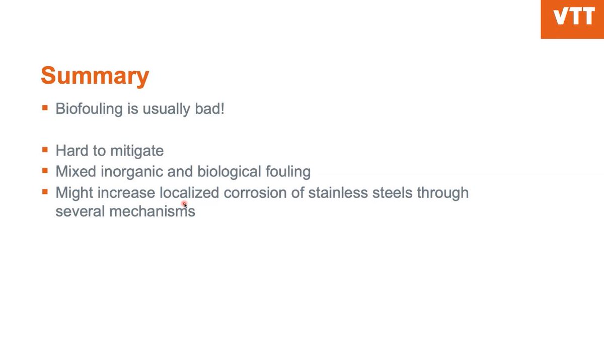 PerforMat_net's tweet photo. Pauliina Rajala @VTTFinland discussed about passive layer characteristics, surface roughness and their effect on biological fouling on stainless steels. Biofouling is typically hard to migitate and it may cause unexpected failures.
#PerforMat webinar https://t.co/oCG9Nw0N8D