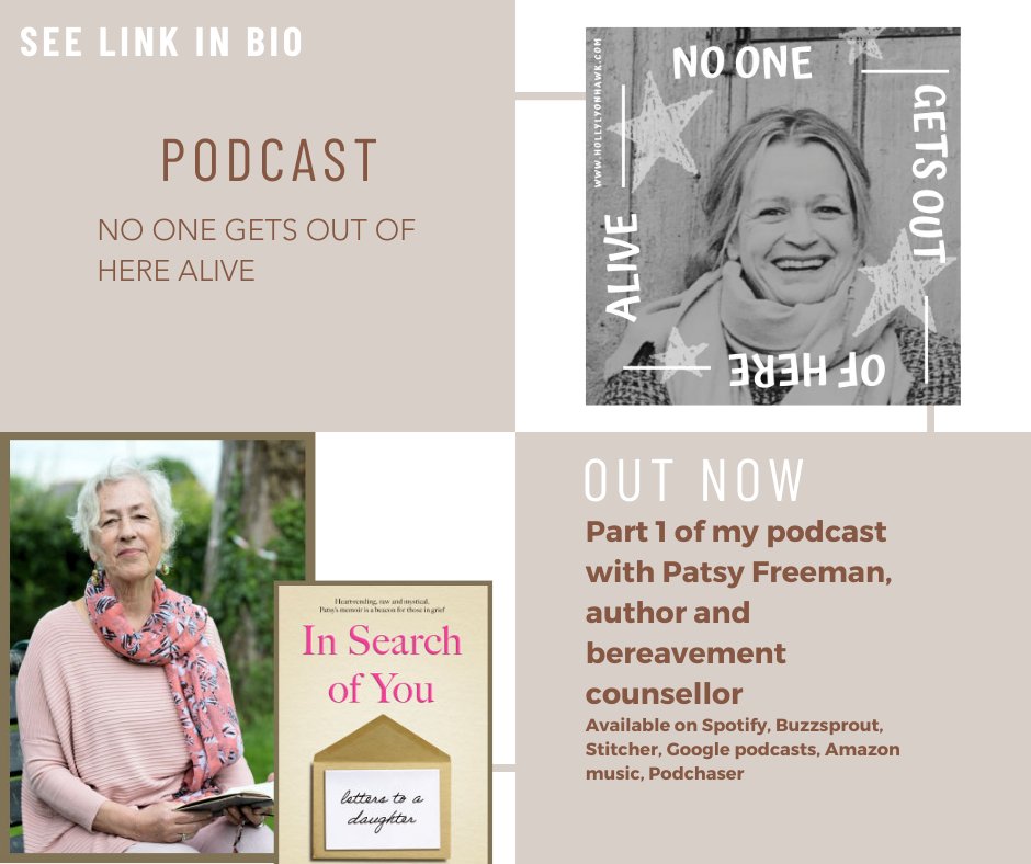 lyon_hawk's tweet photo. Part 1 of my podcast with the wonderful @AuthorPatsy is out now. Patsy Freeman's youngest daughter died at just 39, and Patsy wrote her incredible exploration of grief, In Search of You, based on her experiences. Hear pt 1 of our podcast. https://t.co/qOysYFCXqV https://t.co/riyHEu7tfm