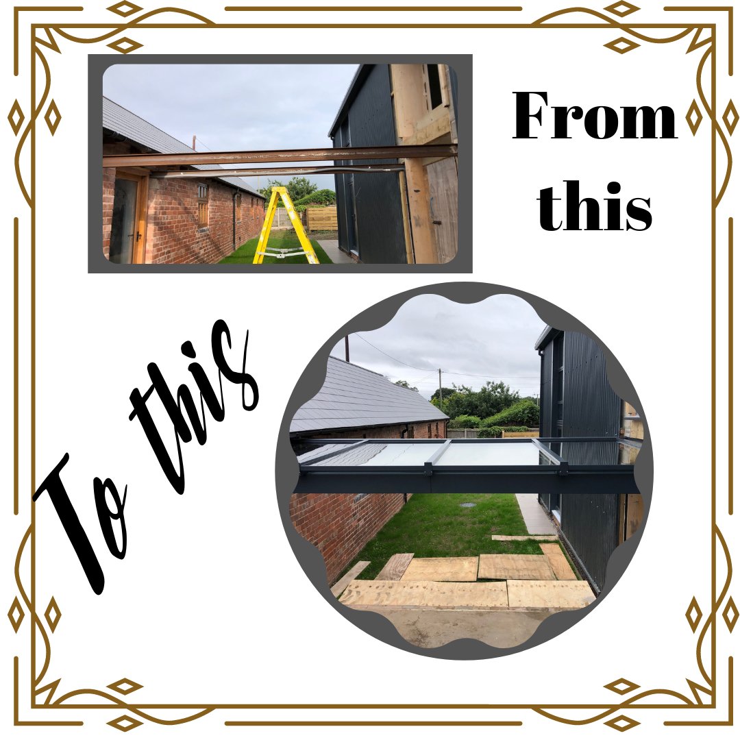 HowellsGlazing's tweet image. #Mono #pitched #canopy installed at Lilleshall Shropshire from steel #rafters to finished contract #fenestration