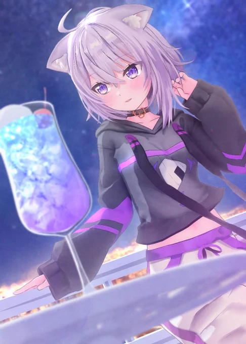 #絵かゆ
夜の街と🍙 