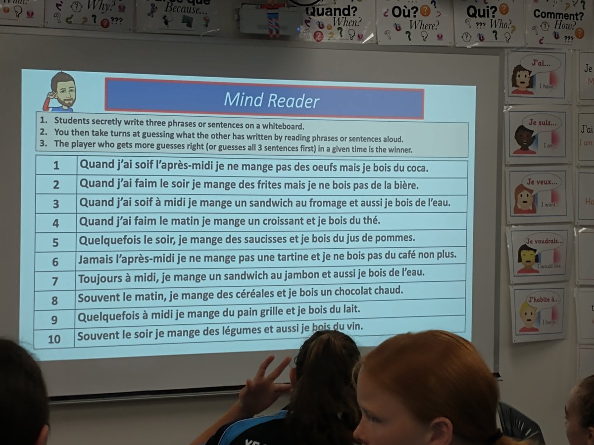 Mind Reader has worked well this week, especially once I explained it as French Battleships! Kids used <a href="/WhiteboardFi/">Whiteboard.fi</a> to write their sentences on iPads. Thank you <a href="/gianfrancocont9/">Dr Gianfranco Conti</a> who introduced it to me at the <a href="/MLTANSW/">MLTA NSW</a> webinar recently! 🙏(Don't correct my French old 😬 )