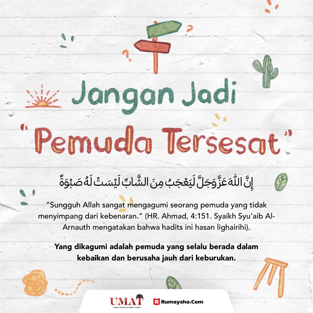 mabduhtuasikal's tweet photo. Jangan jadi #pemudatersesat, buktinya ada yang sudah ketangkep narkoba.

Semoga Allah tunjukkan kita kepada jalan yang lurus.

Baca tulisan kami tentang BUKAN PEMUDA BIASA:
https://t.co/BthL2C322X

#ustadzabduhtuasikal 
#rumaysho
#rumayshocom https://t.co/mIX9aNWb9N