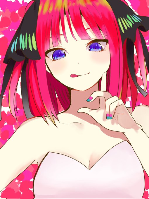 固ツイお知らせふーかさんがTwitterに投稿した中野二乃(五等分の花嫁)のイラスト。