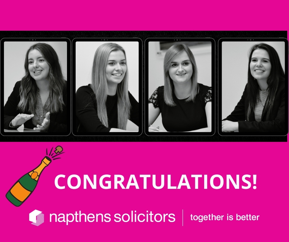 Napthens (@napthensonline) on Twitter photo 🍾 A massive congratulations to four of our trainees (Stacy Kinsey, Charlotte Bee, Ashleigh Green and Bethanie Crawford) who have today qualified as solicitors! You've all got a great career ahead of you and we look forward to seeing the next stages, together. 🍾 A massive congratulations to four of our trainees (Stacy Kinsey, Charlotte Bee, Ashleigh Green and Bethanie Crawford) who have today qualified as solicitors! You've all got a great career ahead of you and we look forward to seeing the next stages, together.