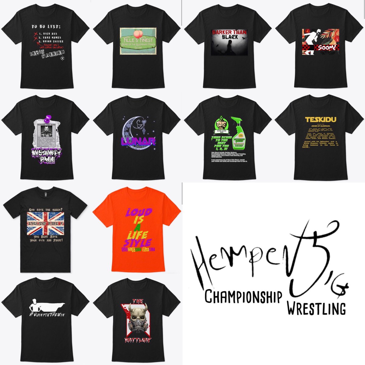 WymrickTheRed's tweet photo. Our Hempen Jig Championship #Wrestling #merchandise line continues to grow. Sport your favorite #HJCW Superstar’s gear now. More coming soon! https://t.co/YGOaOlxfJx Use #PromoCode TWITCH10 for 10% off store wide! #SupportSmallStreamers #gamer #branding #swag #twitchaffiliate https://t.co/lm6yRocIn2