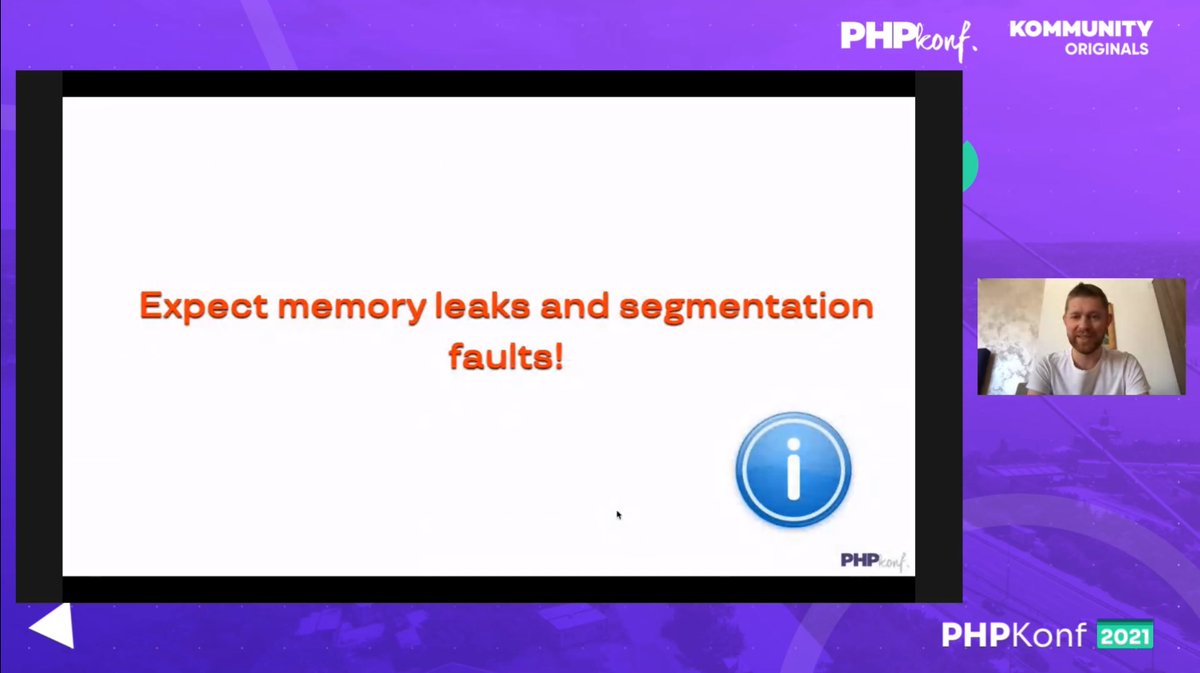 DjevaLoperka's tweet photo. @lisachenko hacking PHP and breaking our brains at #phpkonf2021 🍿 https://t.co/QOb7RByrQA