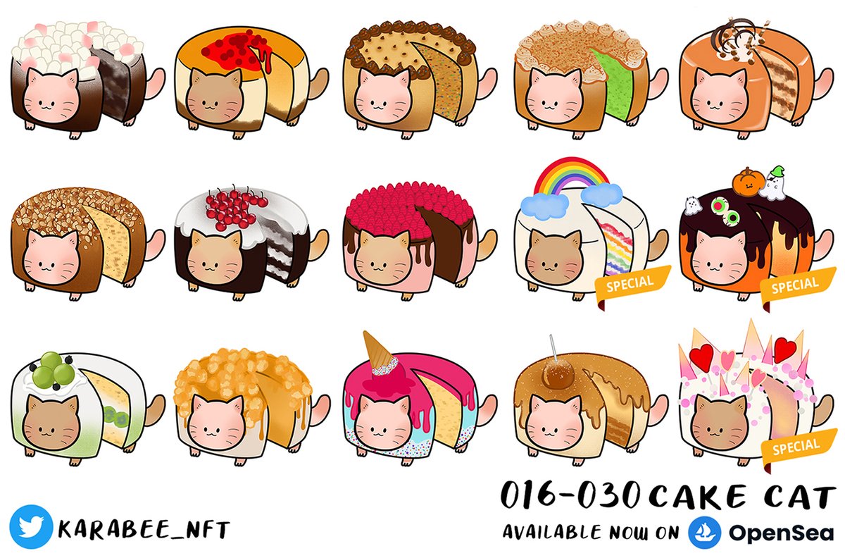 📢 New Drop 📢
Cake Cats no. 016-030 (30/111)
12 Commons/3 Specials
Pick you favourite cake now on Opensea 🍰
opensea.io/collection/cak…
__
#NFTCommunity #NFTartist #NFTcollectibles #nftcollector #NFTdrops #NFTThaicommunity #NFTTHAILAND #ThaiNFT #NFTthaiartist #OpenSeaNFT