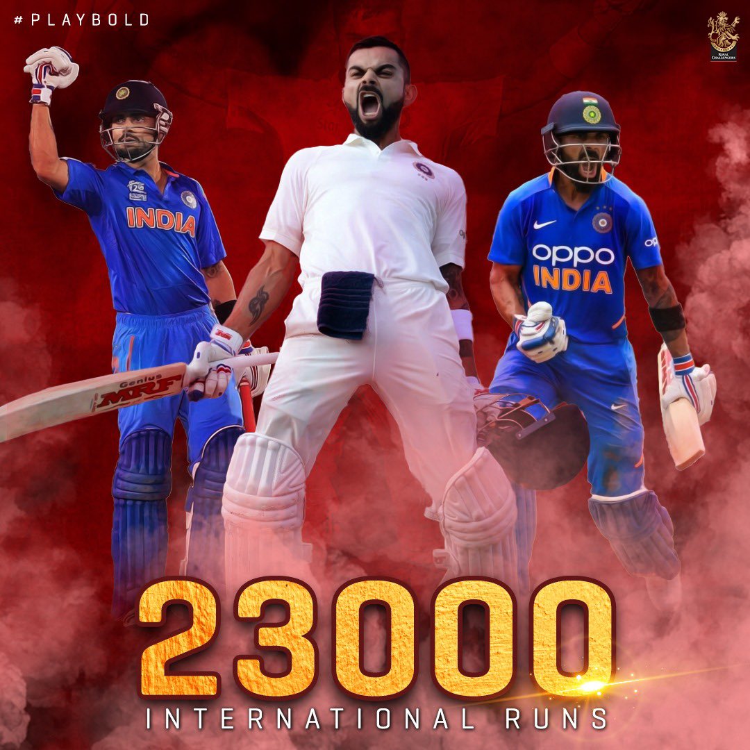 RCBTweets's tweet photo. Virat Kohli becomes the fastest batsman to reach the 2️⃣3️⃣0️⃣0️⃣0️⃣ run mark in Intl. cricket. 👏🏻👏🏻

#PlayBold #TeamIndia #ENGvIND https://t.co/42kHhGZY4y