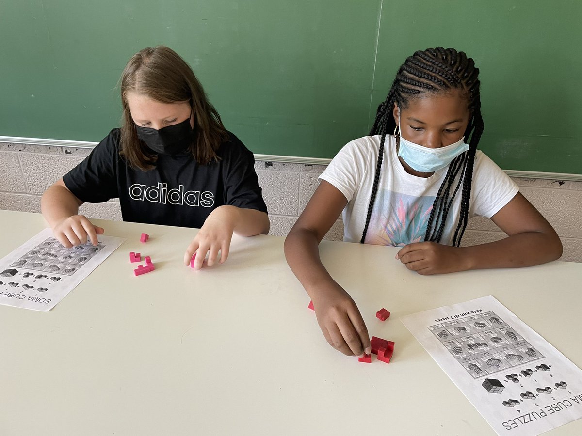 MrsRitterCMS's tweet photo. Yesterday CMS students worked hard to create different figures using Soma Cube Puzzles. #perseverance #CSD_AllMeansAll https://t.co/ppa0vWJeZI