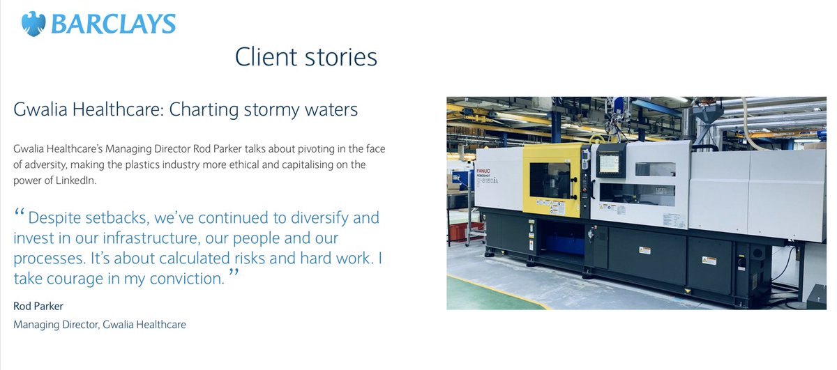 We were fortunate to feature in <a href="/Barclays/">Barclays Bank</a> Corporate Banking Client Stories whereby our Managing Director, Rod Parker, discusses the company's challenges and successes over the last eighteen months.

Read about it here👇🏼👇🏼
barclayscorporate.com/.../SME-busine…...

#ukmanufacturing
#supportlocal