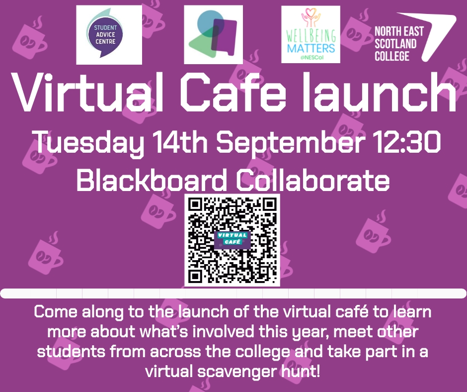 NESColAdvice's tweet photo. The Virtual Café starts today! Come along to our launch at 12:30pm to learn more about how you can take part this year! Join here: https://t.co/8BnO8fy7Bh #nescollife #virtualcafe https://t.co/7EHq2UC5dO