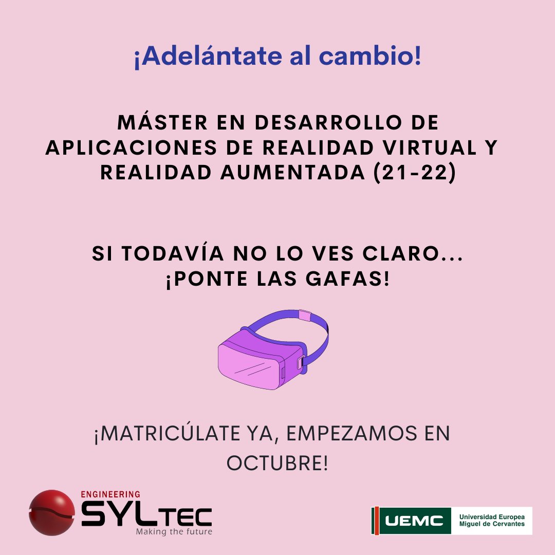 Sabías que...🤔

Cada vez es más común introducir la Realidad Virtual en los procesos de selección de las empresas.

➡#Masteronline en Desarrollo de Aplicaciones de #RealidadVirtual y #RealidadAumentada

Más información en:
☎647900123
🌐formacion@syltec.es

#VR #RV #RA #master
