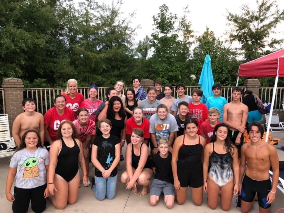 GHSIndiansSwim's tweet photo. I cannot explain the heart and determination I saw in these kids tonight. These amazing Gilbert kids swam their hearts out and beat BC and Airport. If you see one of our swimmers please give them an air high five. Way to go Gilbert Indians!!! @whittakeranne https://t.co/Q2ysU6QyGR