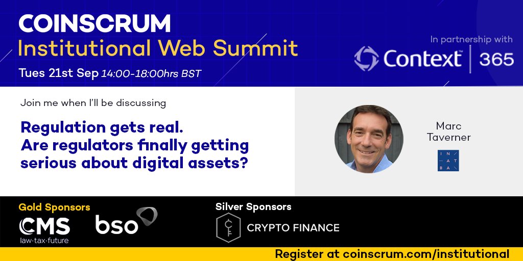 INATBA_org's tweet photo. We’re thrilled to be a partner of #CoinscrumInstitutional on 21 Sept - join our CEO @blocktav alongside other industry leaders to hear more about how #cryptoassets and #DeFi are reshaping TradFi @coinscrum 
Link 👉 https://t.co/6DThol5e83 https://t.co/zxuQktFFfJ