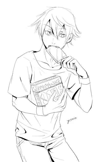 (作者の代わりに)アイスを食べるべるちゃん。
#魔王様と猫 #オリジナル 