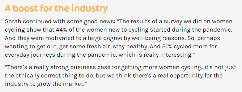 MissBehavioural's tweet photo. With @WeAreCyclingUK colleagues, I helped design a #survey of 3k+ people exploring #wellbeing and pandemic's impact on women's #cycling. Results showed 44% of the #women new to cycling started in the pandemic, largely motivated by wellbeing reasons https://t.co/kNASNw9y2V https://t.co/hdWydHQx6E
