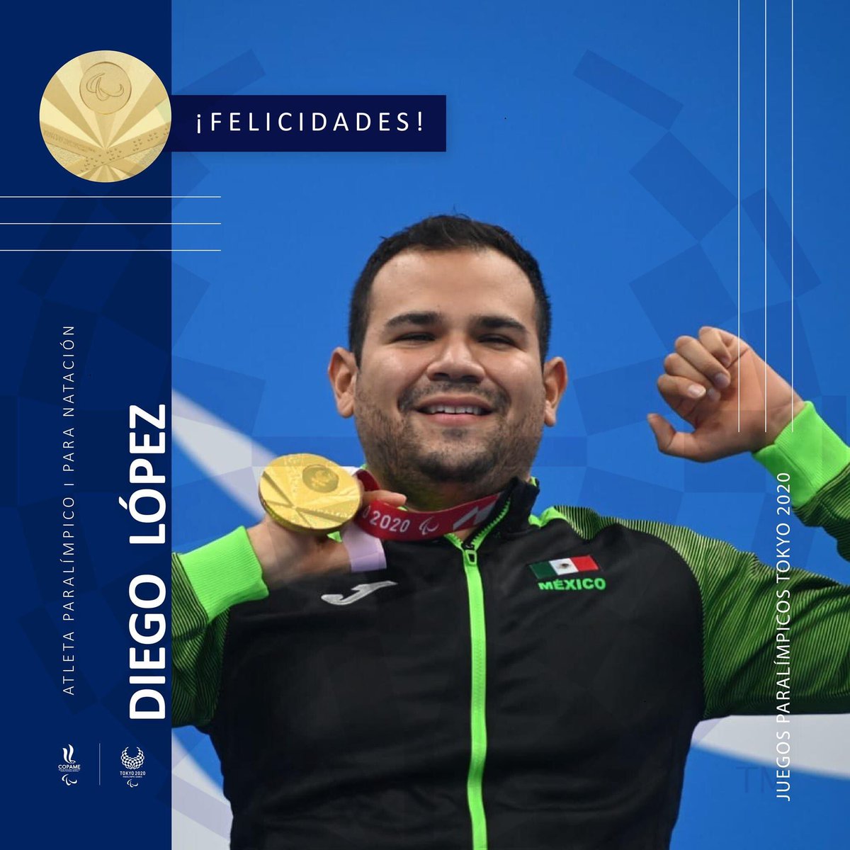 COPAME's tweet image. 🥇🇲🇽SEXTO ORO NACIONAL🇲🇽🥇

¡3er OBJETIVO CUMPLIDO, #FamiliaParalímpica!🇲🇽❤️

El dominio acuático de Diego López le ha entregado la máxima gloria paralímpica, tras los 44.66 segundos logrados en los 50 m libres, clasificación S3. 🇲🇽🔥🥇