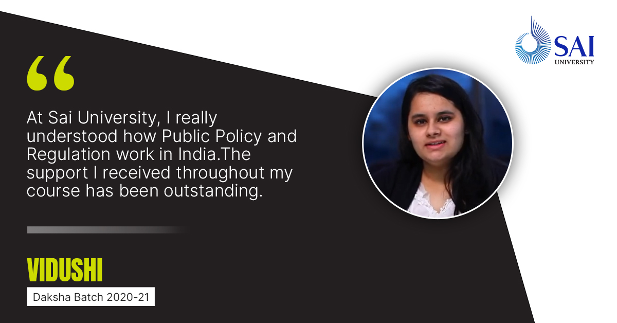 A good course provides you with practical insights into how theory links with #practice in the #real world. Vidushi, a #student of the <a href="/DakshaFP/">Daksha Fellowship</a> batch of 2020-21 says she gained immense practical #perspectives <a href="/Sai_Univ/">Sai University</a>.

Now inviting applications to LL.M. apply.saiuniversity.edu.in/school-of-law