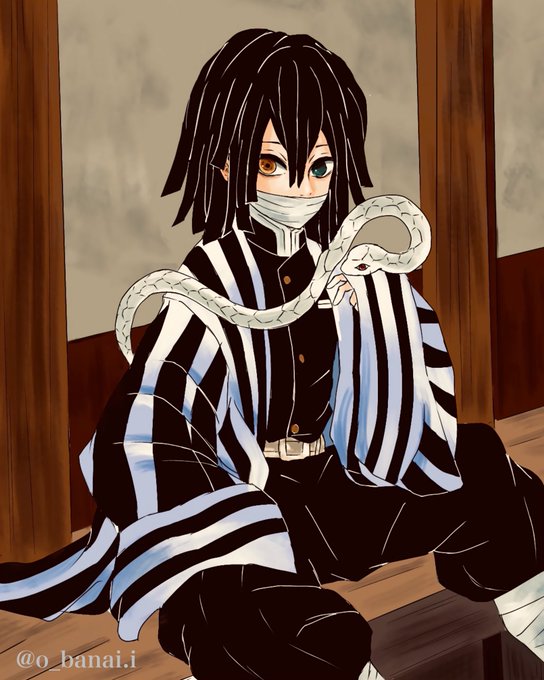 にゃいさんがTwitterに投稿した伊黒小芭内(鬼滅の刃)のイラスト。