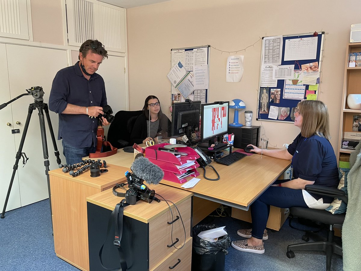 ITV film crew inspecting the unallocated shifts in a homecare agency yesterday (red blocks on computer). It’s the same up and down the country. The goodwill of careworkers is stretched beyond any reasonable limit. Lots of emotion as careworkers &amp; managers told their stories.
