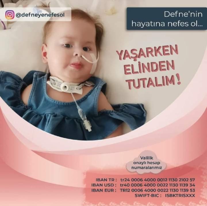 Ben Defne 16 aylık sma tip1 hastasıyım. Tek çarem Amerika'da bulunan zolgensma isimli yüksek maliyetli bir ilaç. Bu ilaca kavuşmam için valilik izinli bir kampanyam var ve henüz %66'da bir an önce tamamlayabilmem için elimden tutar mısınız? 

#UmutHepVarSMA