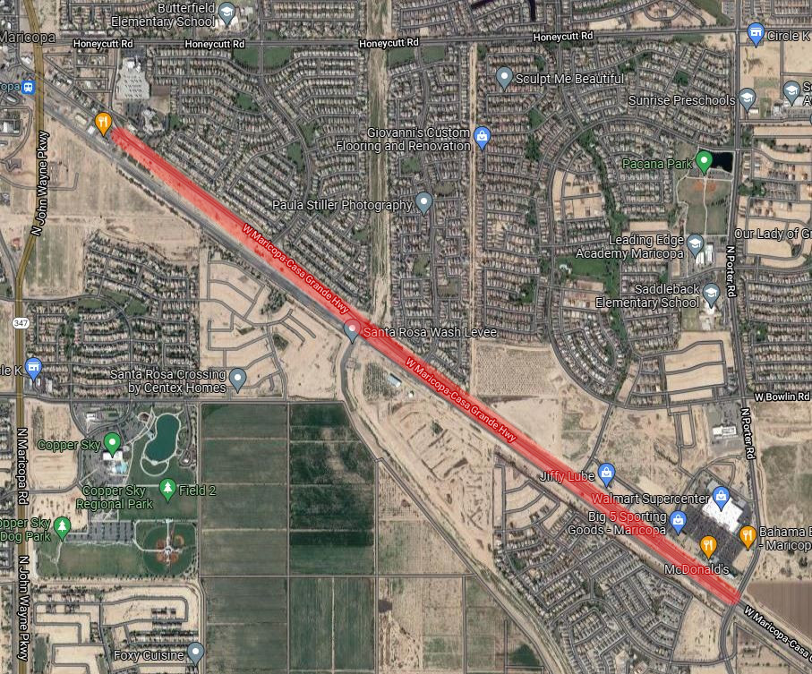 ROAD WORK ⚠️ Please be advised, sections of Maricopa-Casa Grande Highway will have lane closures starting on Tuesday, Sept. 7 through Sept. 10 to mill &amp; repave sections between Planview Rd and Porter Rd during the hours of 5 a.m. to 4 p.m. Be sure to plan your travel accordingly.
