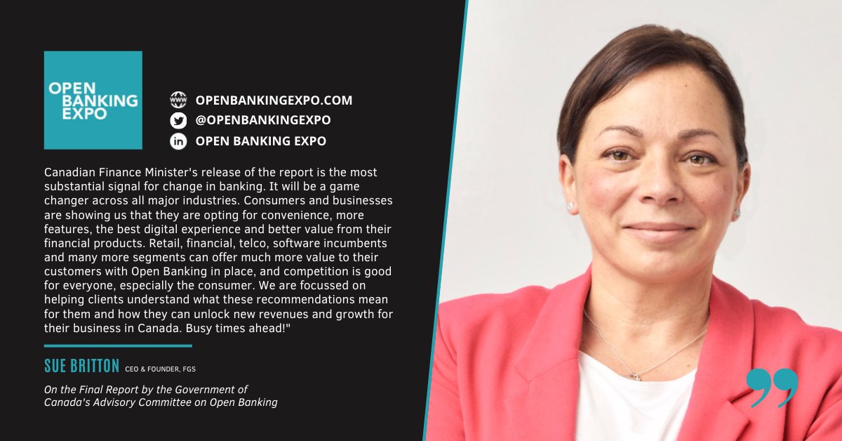 🧐 Now that the Final Report by the 🇨🇦 Advisory Committee on Open Banking is out, we wanted to hear from the #openbanking &amp; #openfinance community on the ground what that means for the industry. First, we caught up with @SueBrittonFGS of <a href="/fingrowthsyn/">FGS</a>. 👇