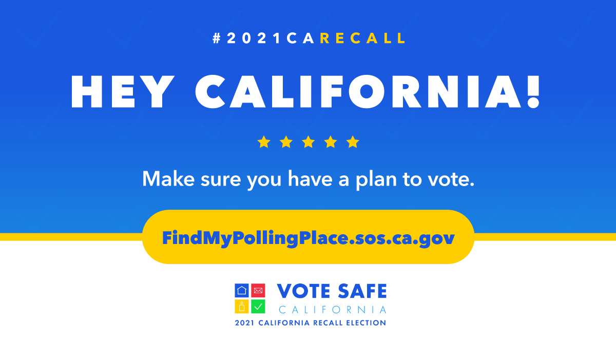 ed_fdn's tweet photo. Make a plan to vote for the #2021CARecall. You have options when it comes to voting. Find your early voting options and decide what works best for you: https://t.co/Hd0vpvHL0e #VoteSafeCA https://t.co/yHS2sdgN7x