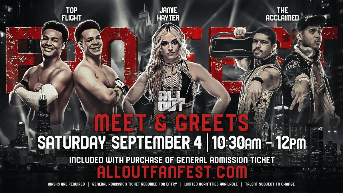 COME MEET THE ACCLAIMED THIS SATURDAY!

EVERYONE LOVES THE ACCLAIMED #AllOutFanFest #AEWAllOut