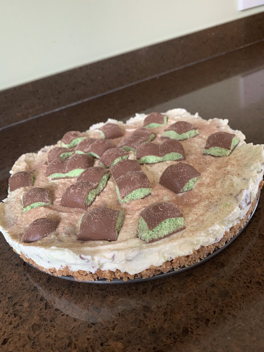 ProfArmour's tweet photo. Today I made my first #cheesecake (#MintAero) all thanks to #CookingWithQueens @QUBelfast @QUBPsych #LoveQUBstaff #QUBPeoplefirst @EatAtQueens https://t.co/nQL2OqAxAQ