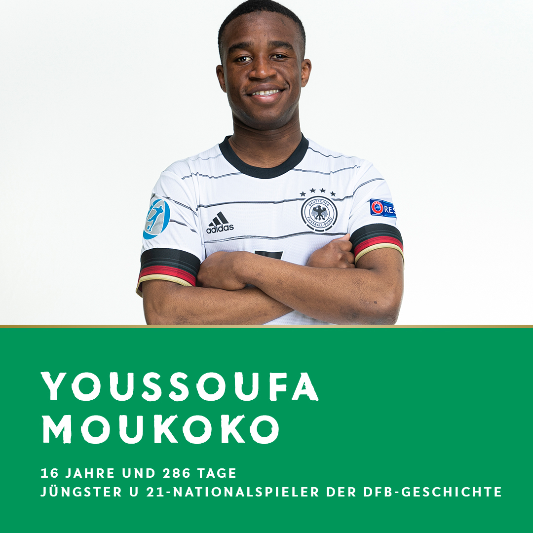 #Cheater … RT @DFB_Junioren: Youssoufa #Moukoko löst mit seinem heutigen Debüt Florian #Wirtz als jüngsten #U21-Nationalspieler ab 🚀

#HERZZEIGEN #SMRGER