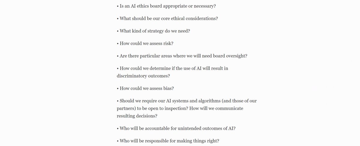 ADBurciaga's tweet photo. Continuing on the @Forbes article posted yesterday "Six Essential Elements Of A Responsible AI Model" – If you are considering creating an ethics board, ask what I call “salty questions”: (see image) https://t.co/t0pq8dhYQN
@ForbesTech #AI #ML #EticalAI #ResponsibleAI https://t.co/vDFuGj8RIe