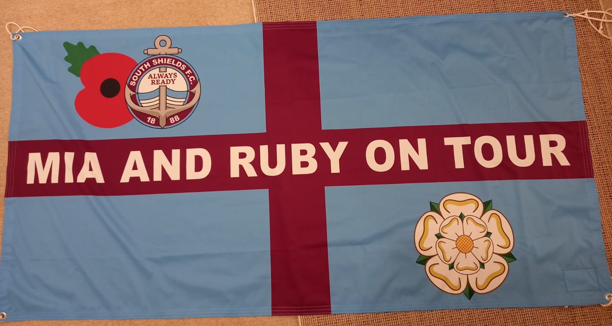 KitKatSisters's tweet photo. We will have a new flag at Shildon on Saturday...

This one is personally for us with a little nod to the Yorkshire Mariners.. 

Grandad kitkat has got this one for us to hang pitch side at grounds.

@SouthShieldsFC
@GeoffTChairman
@SSFC_YORKSHIRE
@MiaSSFC
@TheMiniMariner https://t.co/GTABqWCwFj