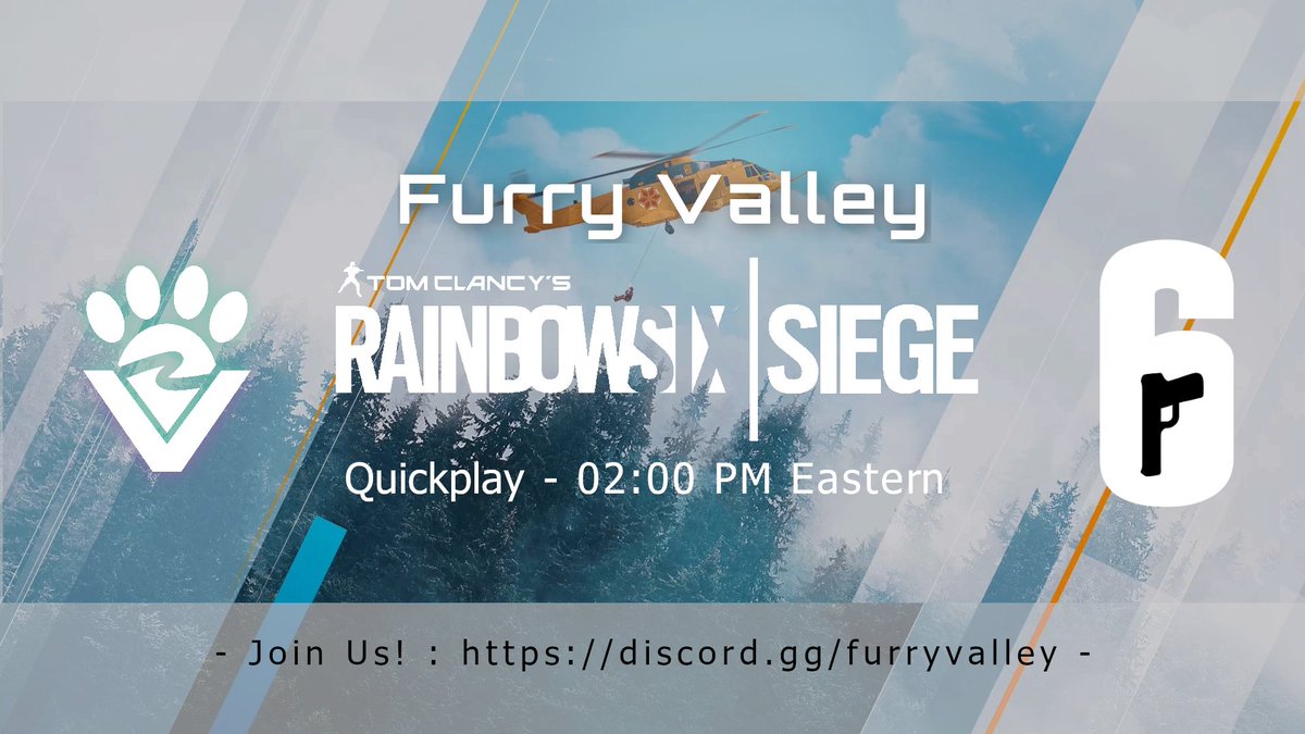 aiden_reyan's tweet photo. Heya #furry floofs, @furryvalley is hosting a #RainbowSixSiege  Quickmatch Event on PC. We are starting at 2PM Eastern. I'd be happy to see you there, your equipment equipped. See ya soon :3 Just hop in on Discord following this link https://t.co/cxMyURqlts https://t.co/m7L7R8l8Ic