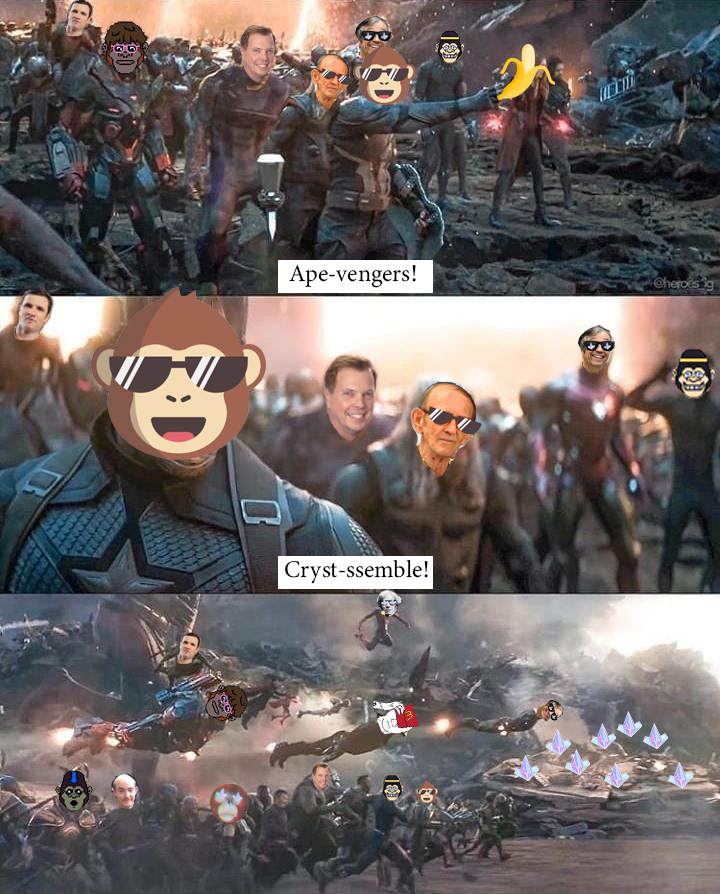 aresabed's tweet photo. @ape_swap @PolyCrystal_ Dedicated to all @ape_swap & @PolyCrystal_ team!
Ape-vengers Cryst-ssemble! #MonkeMondayz
@KingCrystals @HypnotistJimmy @Obie_Dobo @RichardKonnor_ @Banaetty @kingD3lta @efe_35_35 @DefiGjolund @Ape_tastic & the rest of the team! https://t.co/9IjznWISsg