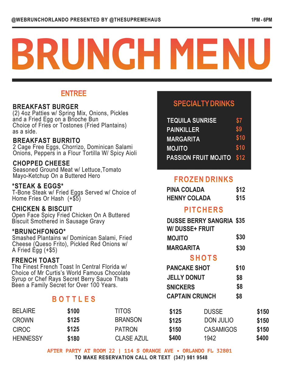 SteviesHaus's tweet photo. 🍍New Brunch Menu Launch 🍍

- You asked for a Combo and it’s here 
$50 All Inclusive 2 Course Meal + Unlimited Mimosa or Sangria

- Latin Cuisines Added
- New Drinks
- More Starters 

1pm Slot is Sold Out
3:30 Slot 23 Seats left 

To Reserve Text 347.981.9548
@thesupremehaus https://t.co/UANmznMsB4