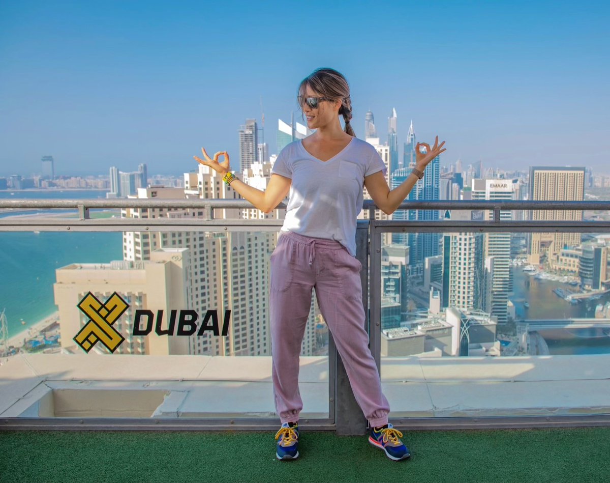 yogagise's tweet photo. Acting zen in the 45c degree heat before launching myself off the top of a skyscraper on the Dubai XLine Zipline - I had so much fun! 🧘🏻♀️🌆🇦🇪
#XLineDubai #XLineDubaiMarina #DubaiZipline #ZipLineDubai #XDubai #DubaiFun #YogagiseLifestyle https://t.co/5lJk31h1rk