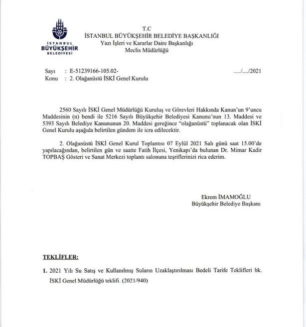 CHP’li İBB yönetimi SADECE SUYA ZAM YAPMAK İÇİN meclisi olağanüstü toplantıya çağırdı. Nokta