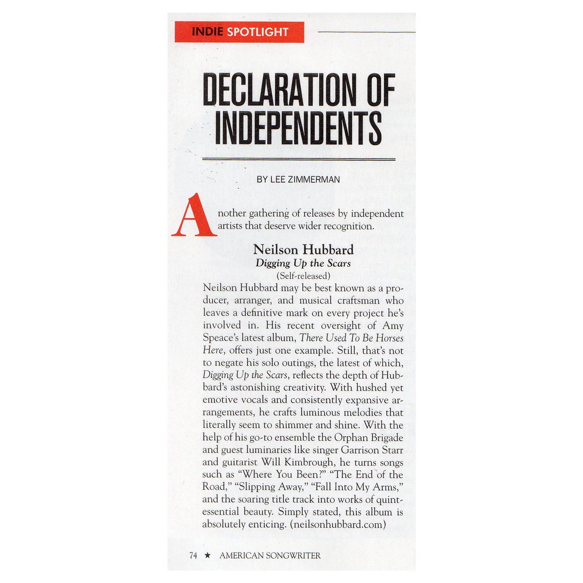 Thanks so much to Lee for this amazing review of Digging Up The Scars in the latest issue of @AmerSongwriter 🙏