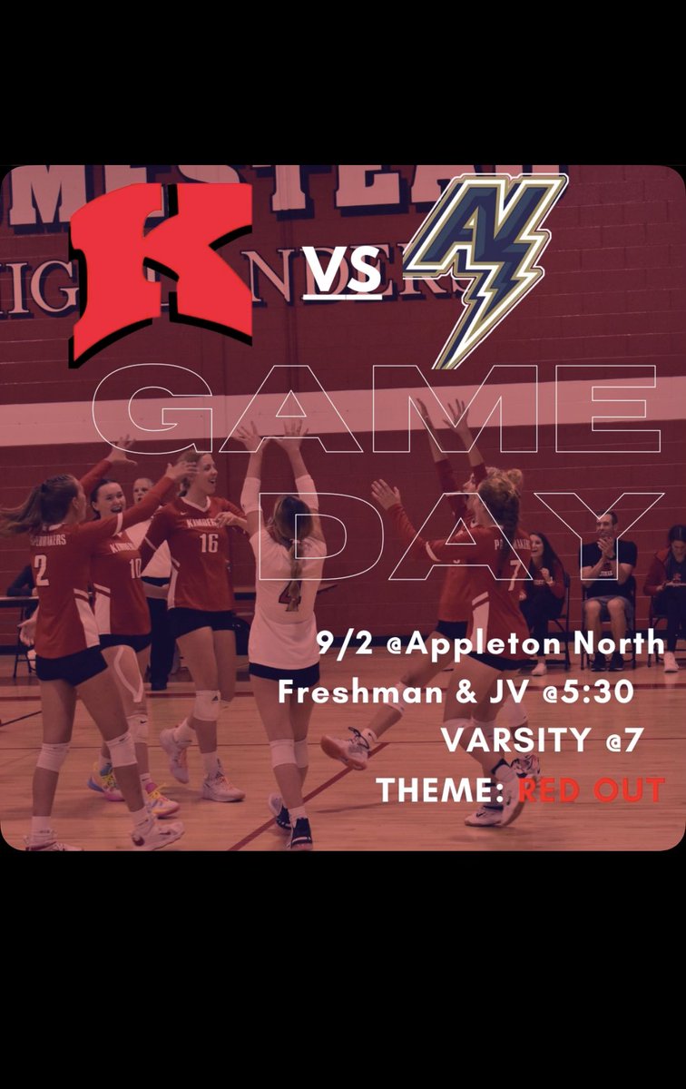 GAME DAY! Freshman and JV @ 5:30, Varsity at 7!!! @ Appleton North High School. Be there to support our girls, students theme is RED OUT ❤️