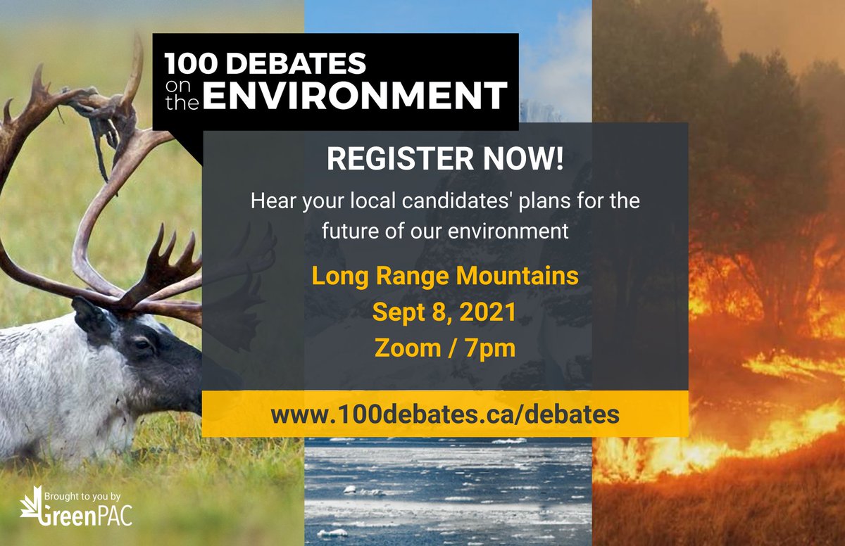 WECNL's tweet photo. Excited to announce that we are hosting a virtual federal election debate on the environment, as part of the national 100 Debates on the Environment!

Join us on September 8th for a great conversation! https://t.co/P7wtka87rT

@GreenPACdotca
 @100Debates
 @kailamintz
 @Gudie https://t.co/efMrXrSmRG
