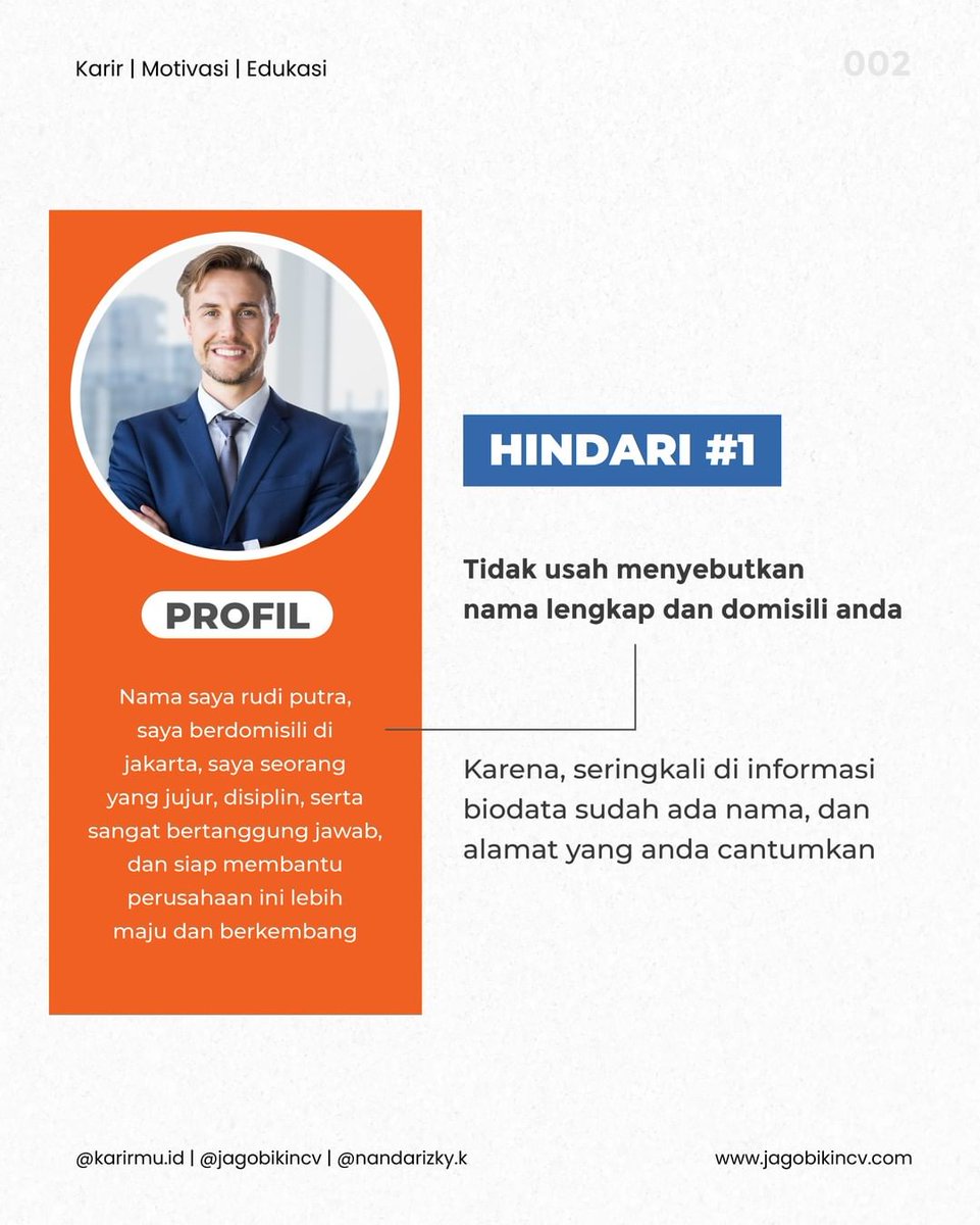 karirmuid's tweet photo. 3 poin penting yang harus diketahui saat menulis Profil di CV

Tretan
Coki https://t.co/rFTQDxFTZs