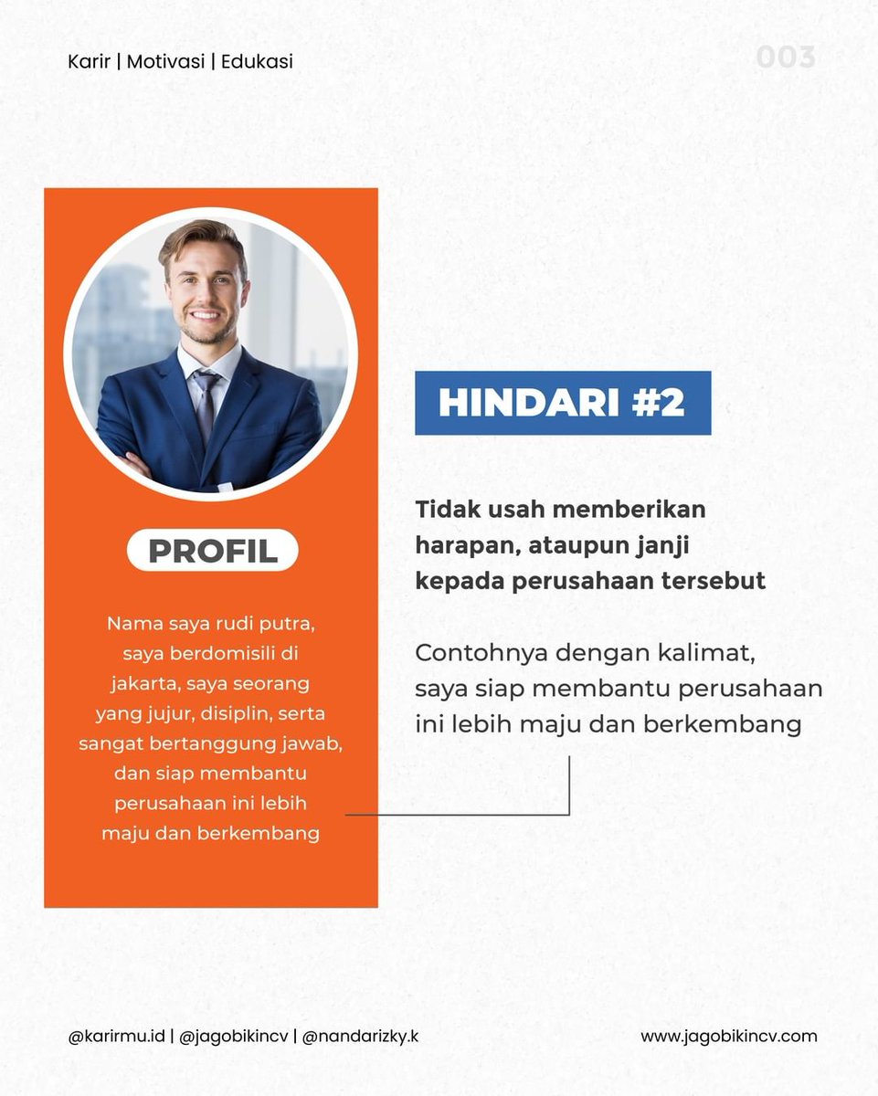 karirmuid's tweet photo. 3 poin penting yang harus diketahui saat menulis Profil di CV

Tretan
Coki https://t.co/rFTQDxFTZs