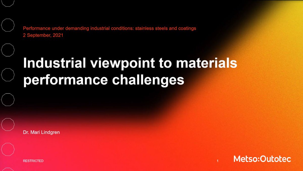 PerforMat_net's tweet photo. In the last presentation, Dr Mari Lindgren @MetsoOutotec brought the industrial viewpoint to materials performance challenges with several examples. The aim to find better performance with current materials was highlighted.
#PerforMat webinar https://t.co/agDcsyXFMK