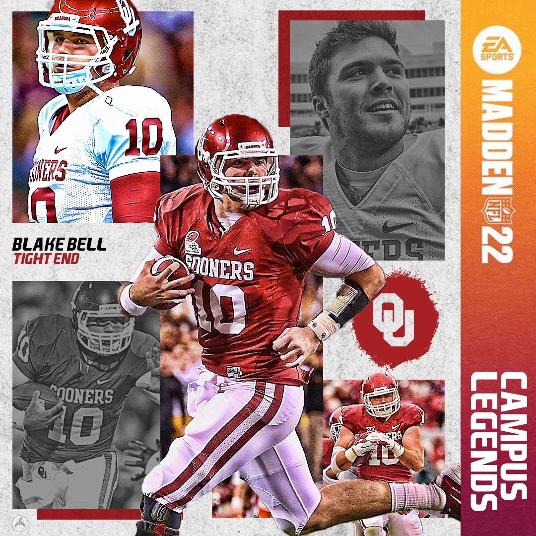 CapSportsAdv's tweet photo. Congrats to Blake Bell (@B_Bell10) for being named to the #Madden #Oklahoma football Campus Legends team! 

#OUSooner #OU_Football #Sooner #OUDNA #Madden22 https://t.co/HTKIdRoBVE