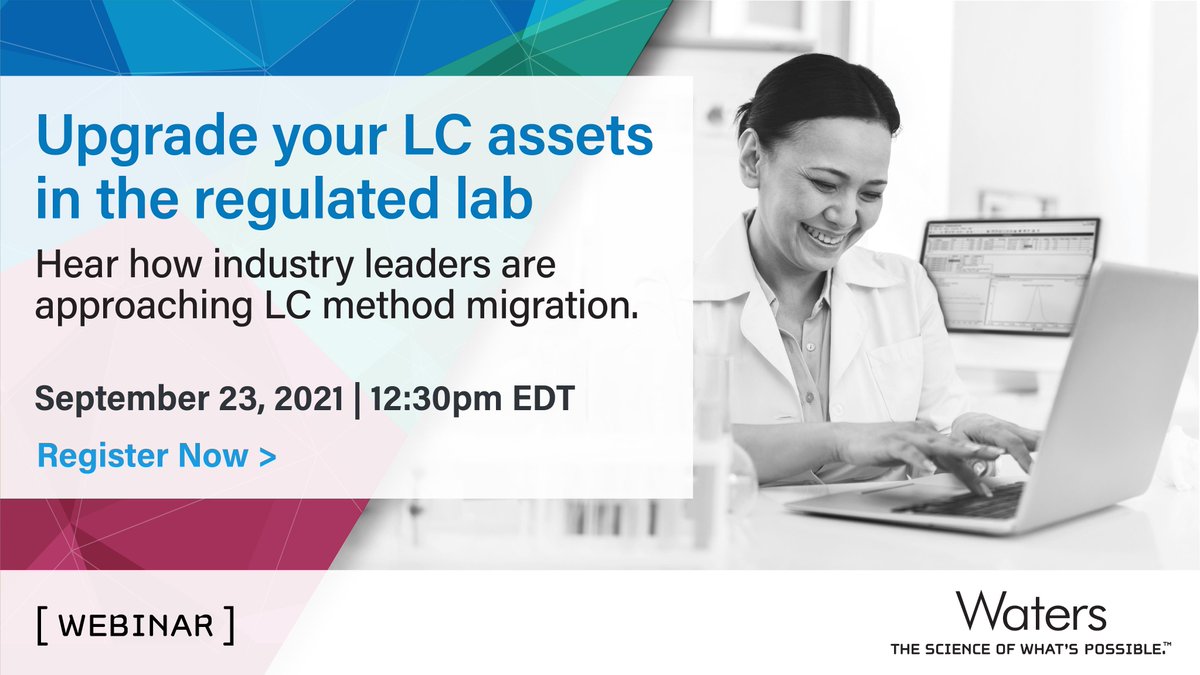 WatersCorp's tweet image. Are you looking to upgrade your LC assets but concerned about the risk to your validated analytical methods? Join us on Sept 23 to hear unique perspectives on LC method migration from those who have been through the experience: bit.ly/3jFqV44 #HPLC #methodlifecycle