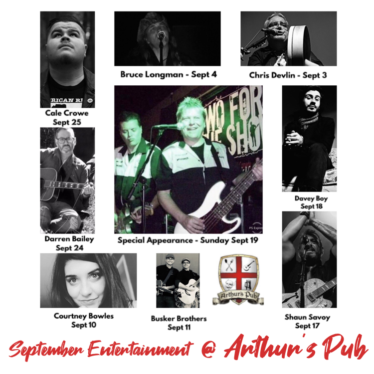 Arthurs_Pub's tweet photo. We have amazing local musicians lined up for September! Friday &amp; Saturday nights from 8-10pm! Stop in and check them out!
Sunday, Sept 19 Two For The Show are making a special appearance for the last show on the Patio!!!
#entertainmentlineup #localmusicians #livemusic #september https://t.co/9zfGUJdMra